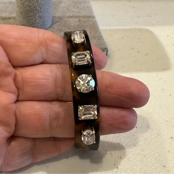 J. Crew Bracelet- Cuff in Faux Tortoise w/ clear crystals - small - Picture 8 of 12